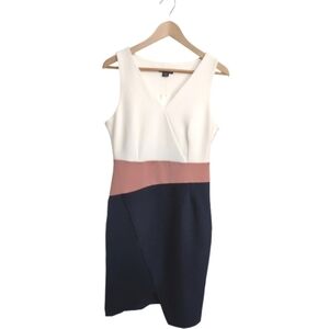 Metaphor Dress Bodycon Sleeveless Assymetrical Hem Blue Pink White Medium